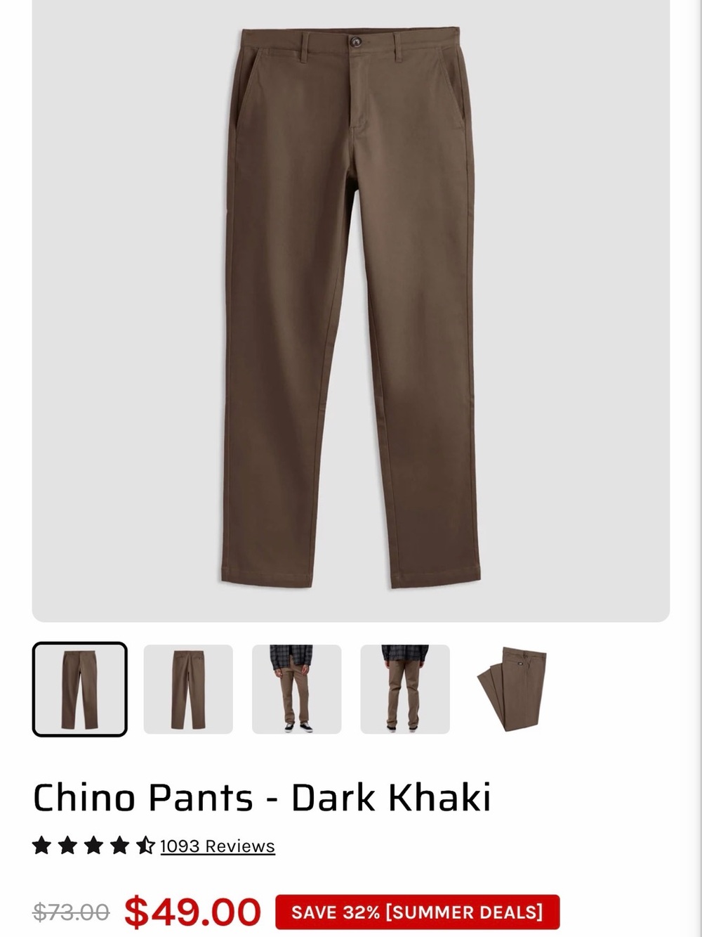 Cove Dark Khaki Chino Pants